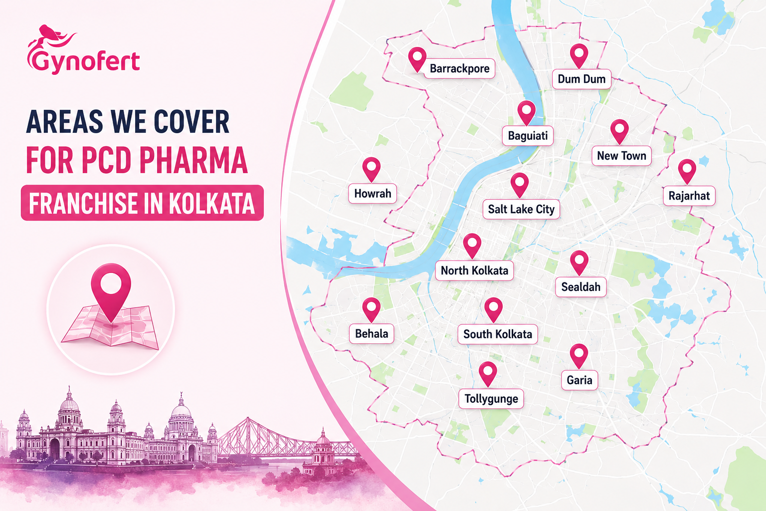 Areas We Cover for PCD Pharma Franchise in Kolkata